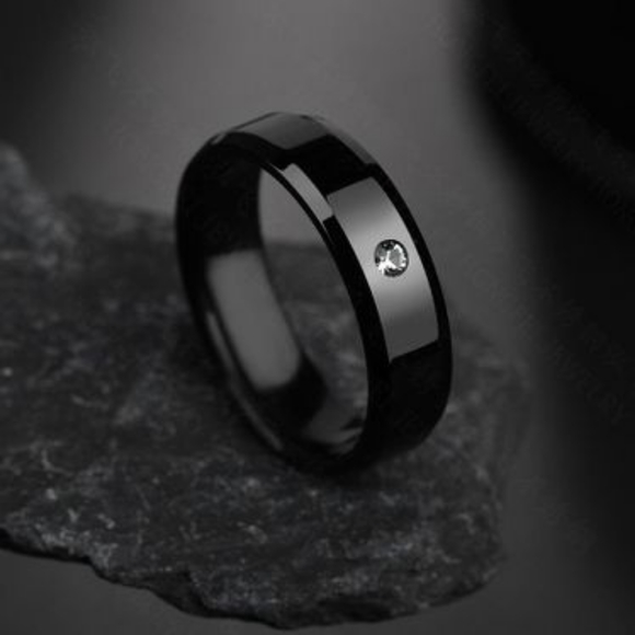 Boutique Designed Other - Men's Glossy Black Steel Ring Size 9